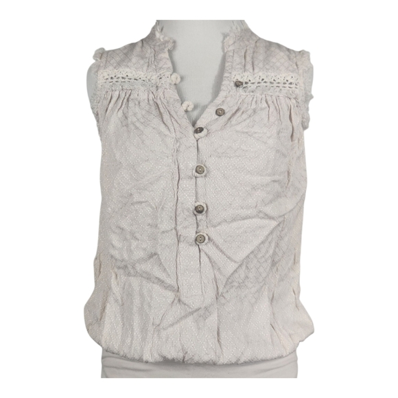 FREE PEOPLE Low Tide Sleeveless Cream Button-Up Bodysuit Size Medium - Picture 4 of 8